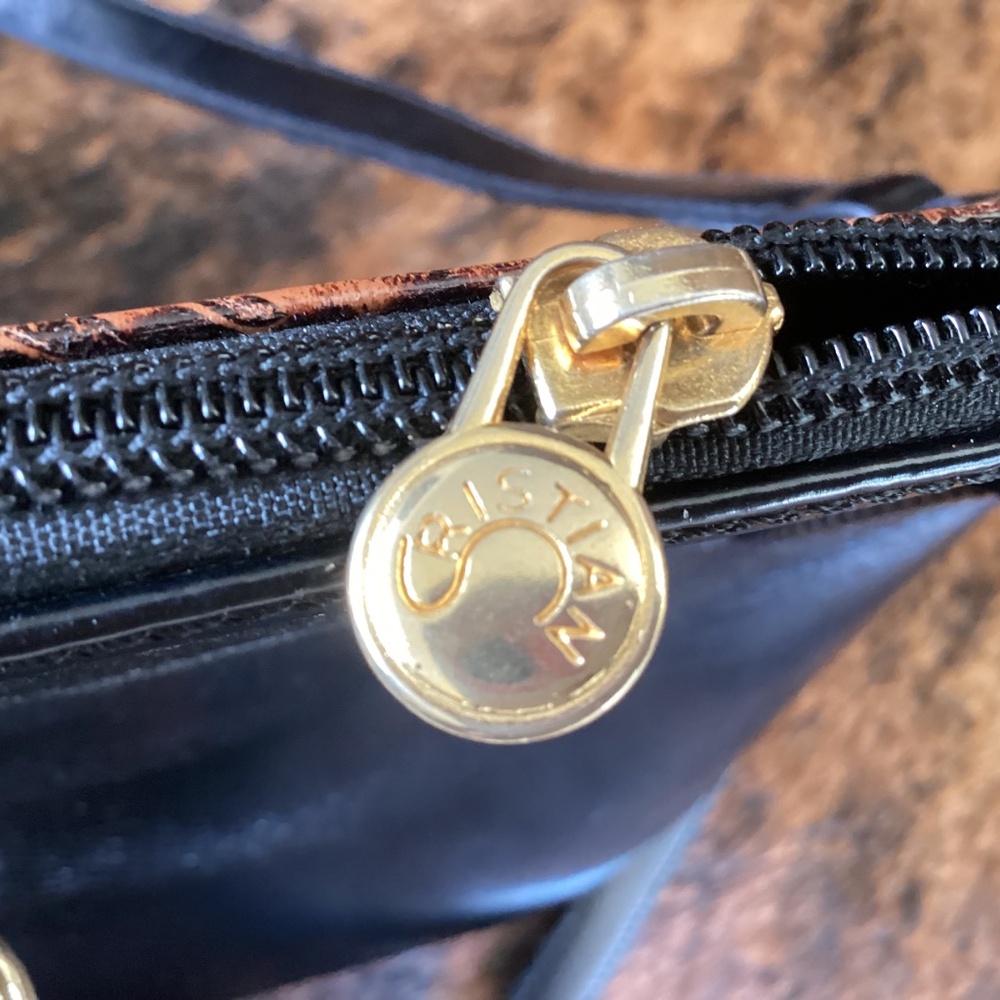 Vintage Cristian Genuine Leather Tooled Handbag Made In Italy - Picture 10 of 10